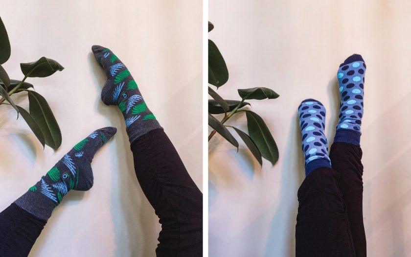 Conscious step leaf printed and polka dot printed socks