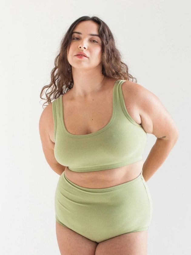 light green eco friendly full coverage size inclusive bralette from ARQ