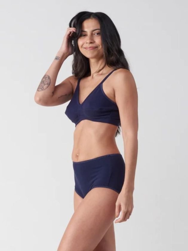 midnight blue organic underwear from Brook There