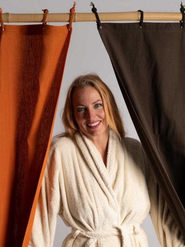 Orange and black eco-friendly curtains from Rawganique