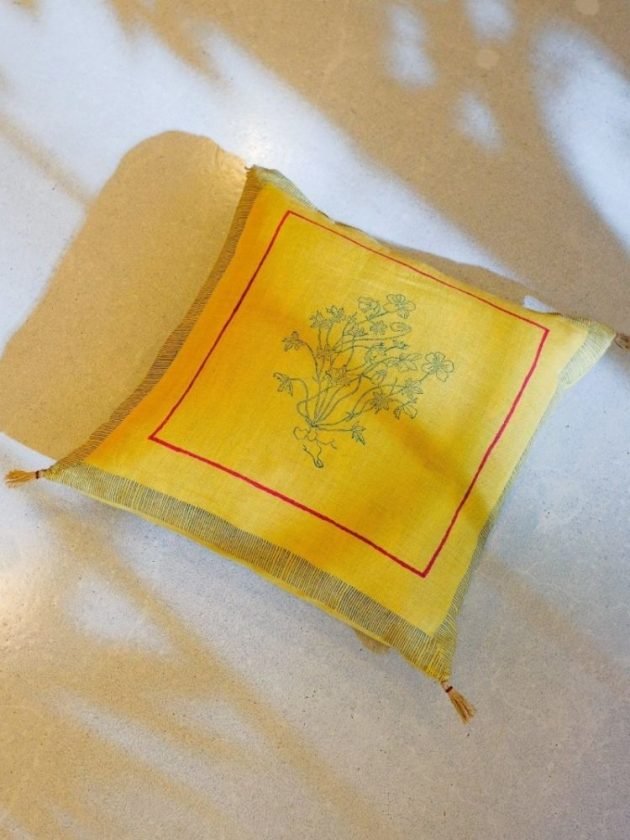 Yellow sustainable and ethical throw pillows from Soil to Studio