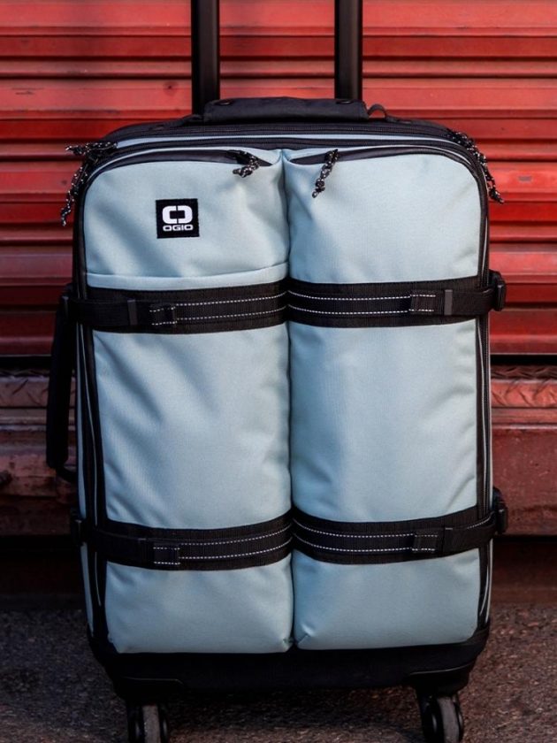 Sustainable blue wheeled suitcase from OGIO