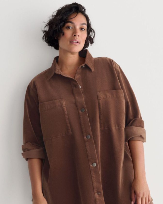 brown cord set from slow fashion company Eileen Fisher