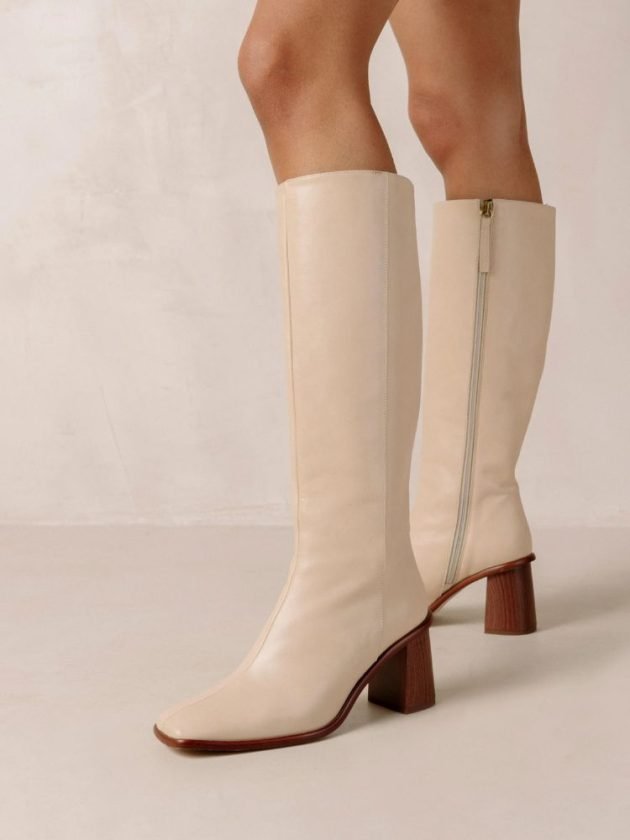 Ethical white long boots