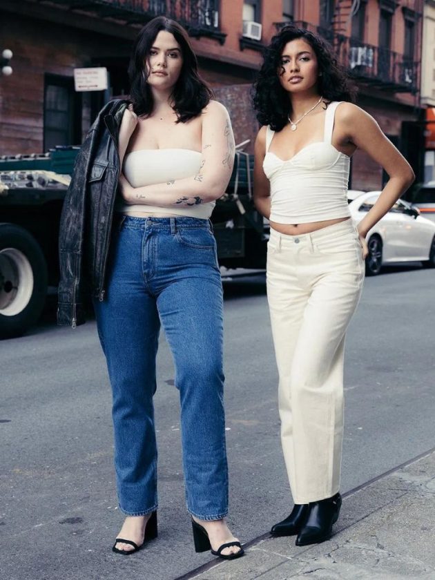 two models wearing unspun custom made jeans