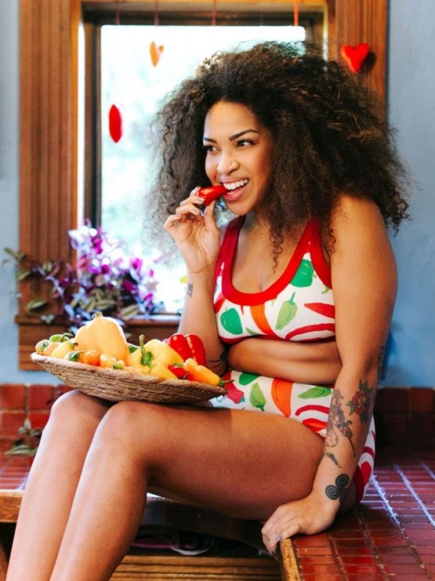 Sustainable peppers inspired bralette from Thunderpants