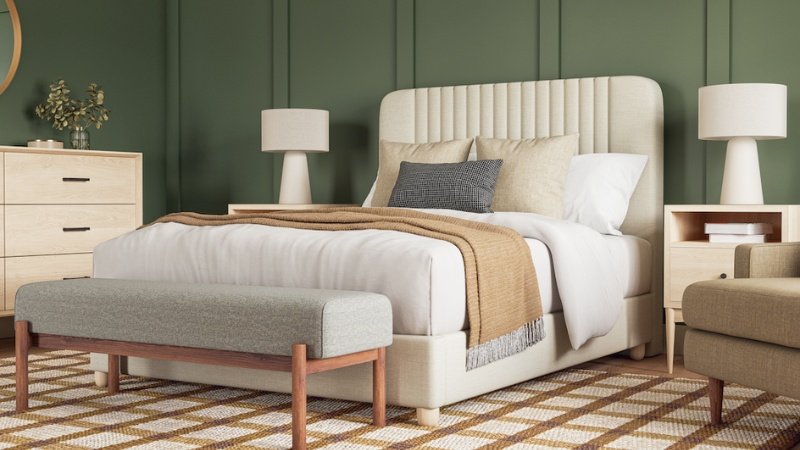 White upholstered eco-friendly bed from Medley