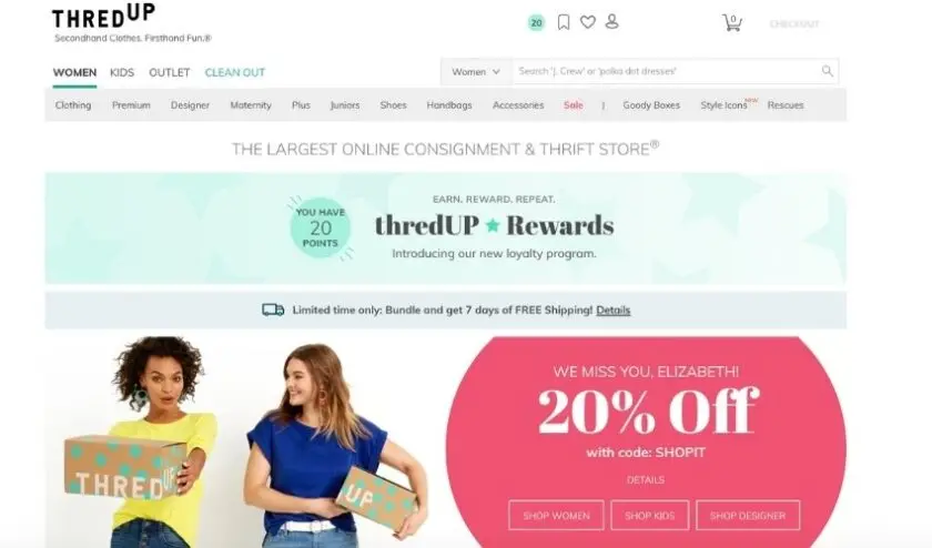 ThredUP online secondhand fashion store