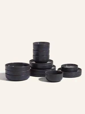 black ceramic dinnerware set