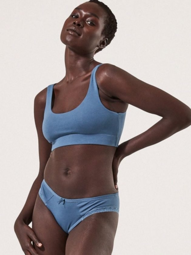 Blue sustainable underwear from PACT