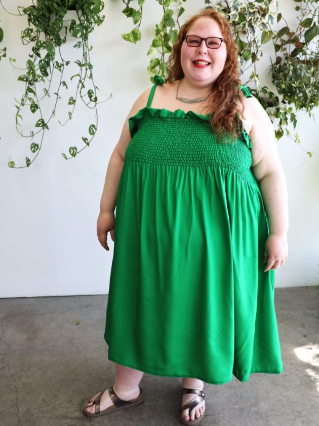 Sustainable plus-size green dress