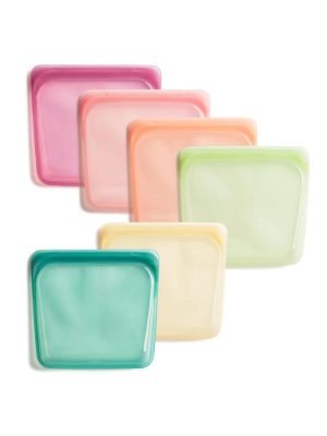reusable silicone bags in various colors