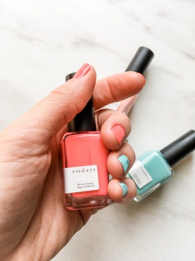 Vegan pink and blue nail polishes from Sundays
