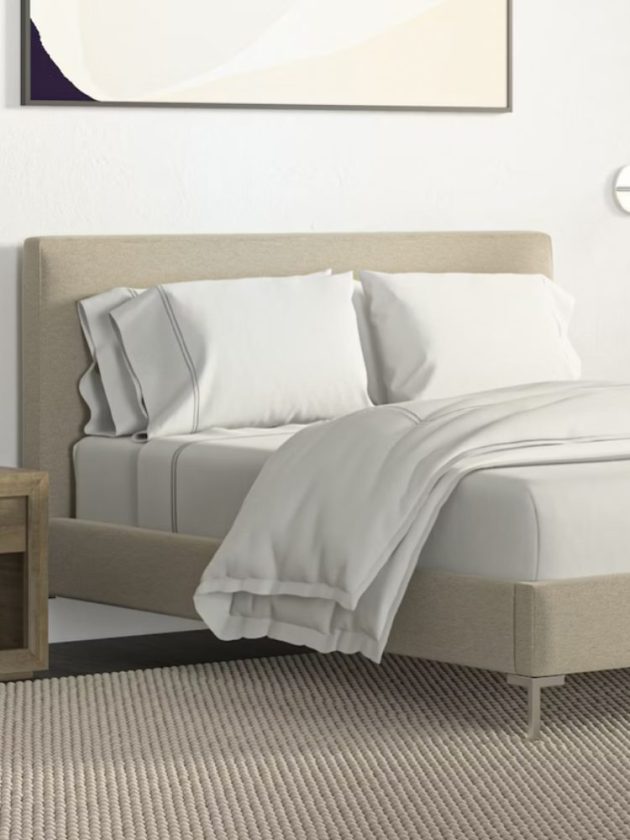 sustainable bedroom furniture made with linen from Saatva