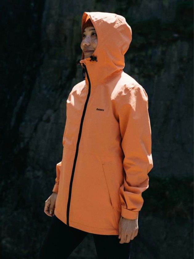 Sustainable orange rain jacket