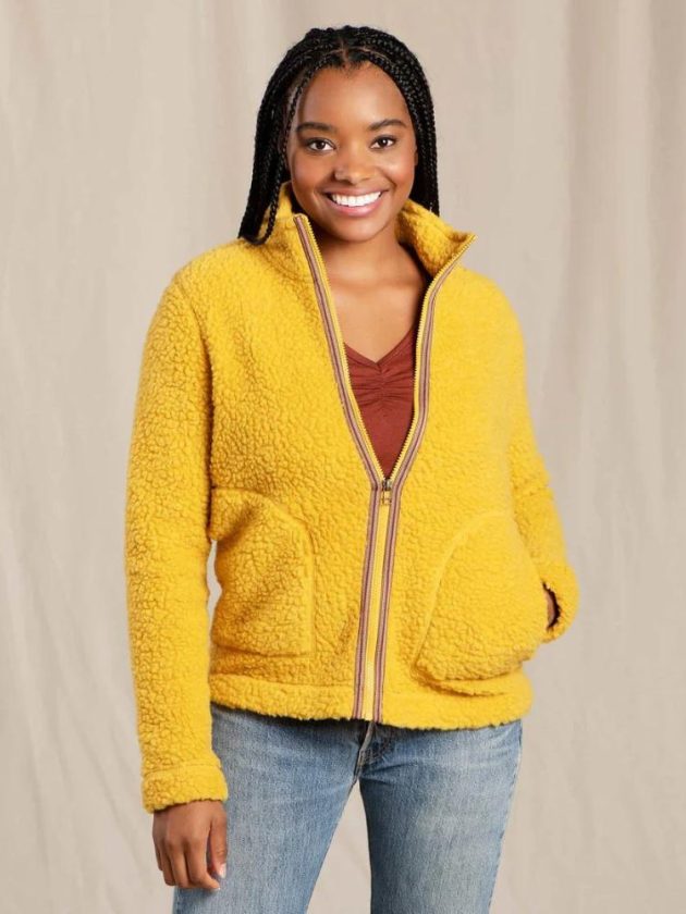 yellow sustainable fleece jacket