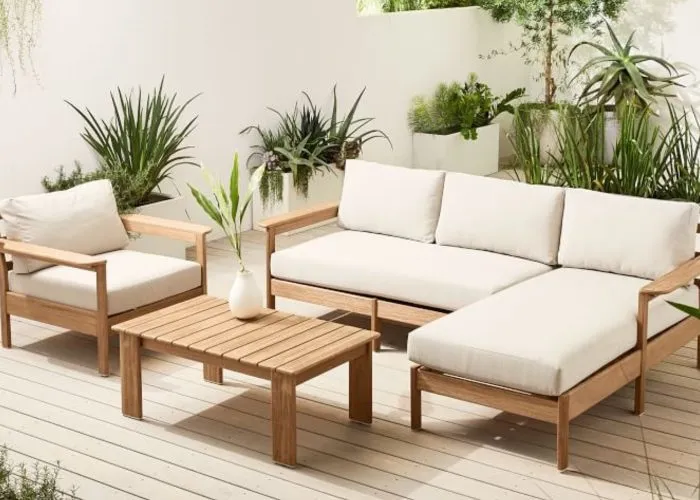 sustainable outdoor sofa chair and table from eco friendly outdoor furniture company