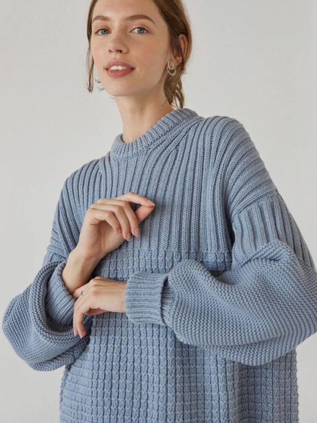light blue sustainable sweater made from eco-friendly natural materials