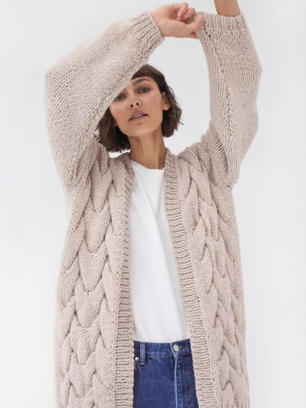sustainable cardigan in beige from The Knotty Ones
