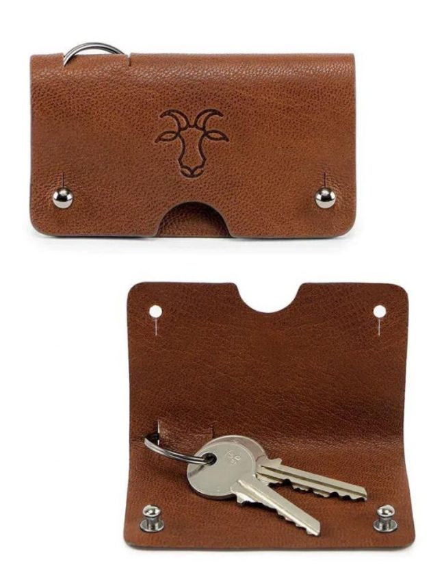 bark tanned goat leather key wrap in brown - sustainable stocking stuffers