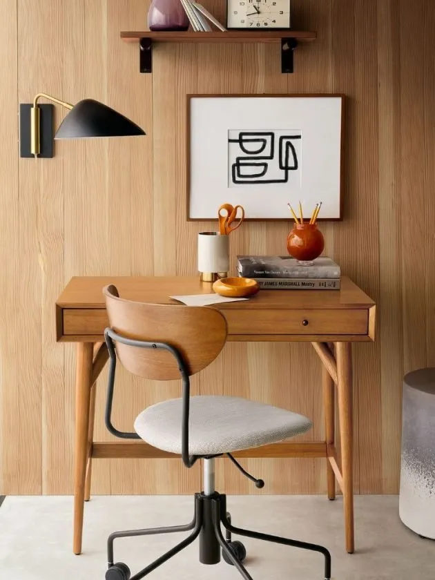 mid century modern wooden non-toxic office desk and chair